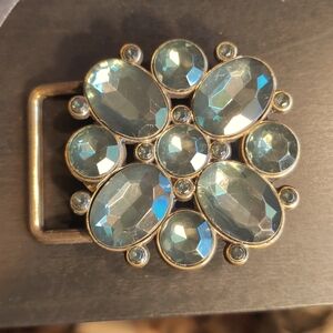 Vintage Rhinestone and Brass Belt Buckle